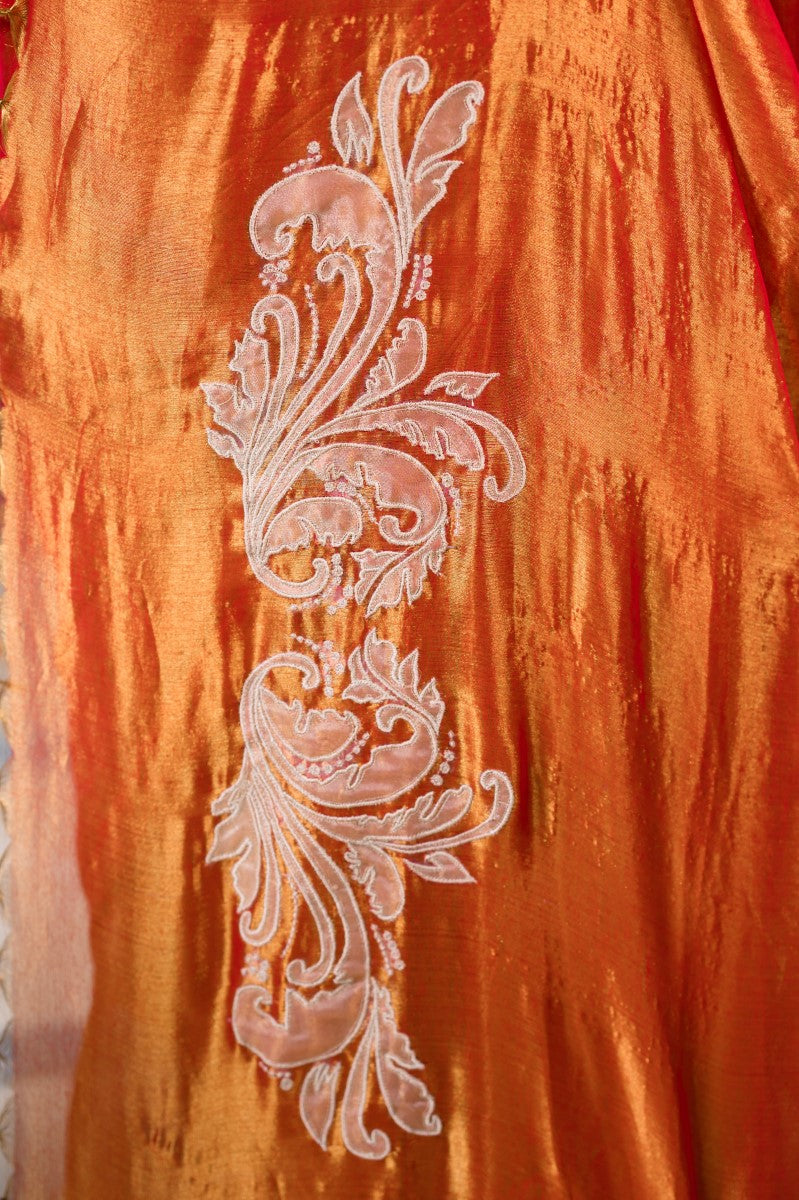 ORANGE ORCHID - MUL TISSUE SAREE