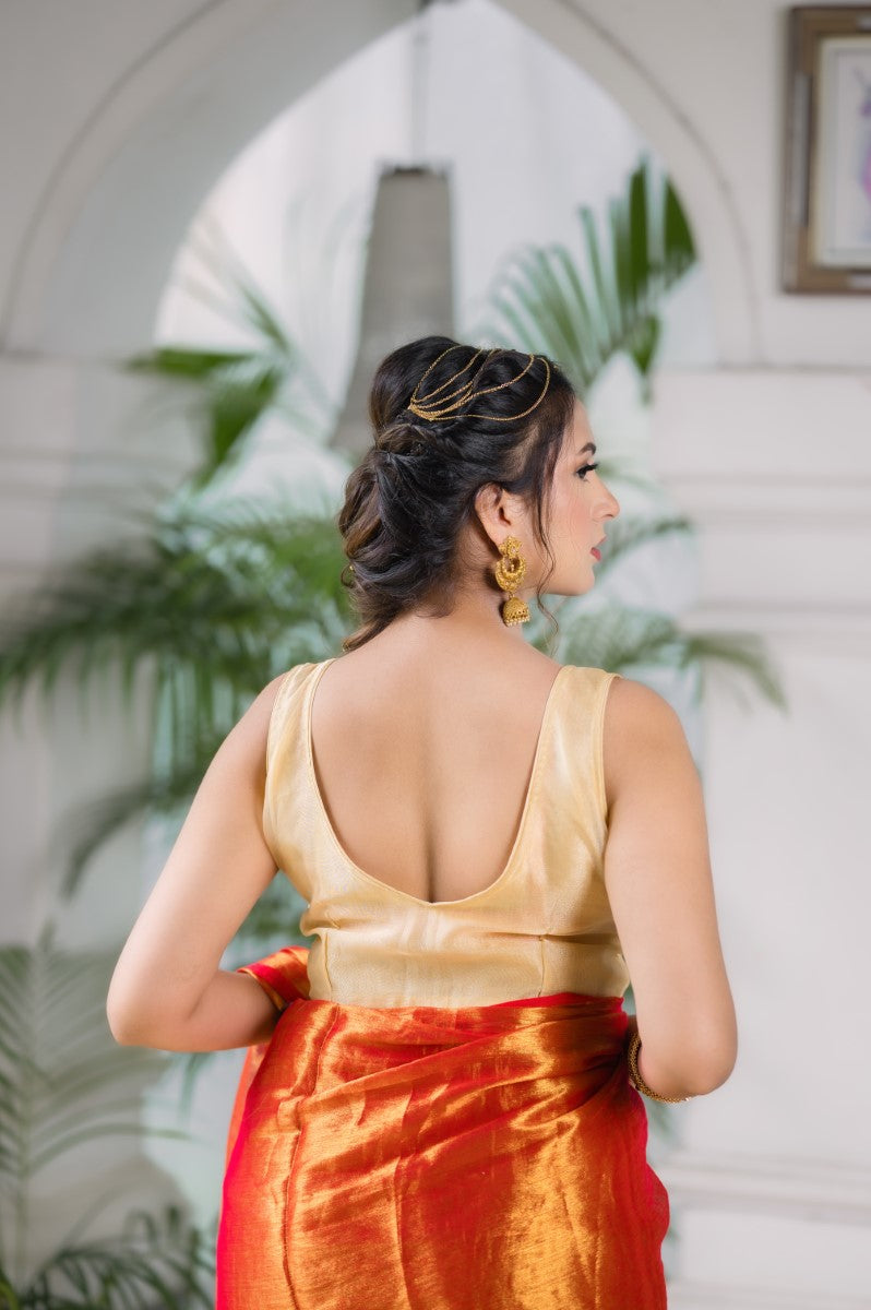 ORANGE ORCHID - MUL TISSUE SAREE