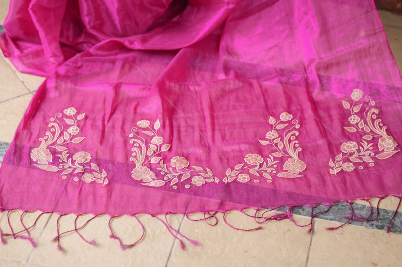 PINK BLOSSOM - MUL TISSUE SAREE