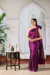 PURPLE PETAL DREAM - MUL TISSUE SAREE